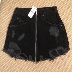 LF black zip up skirt
